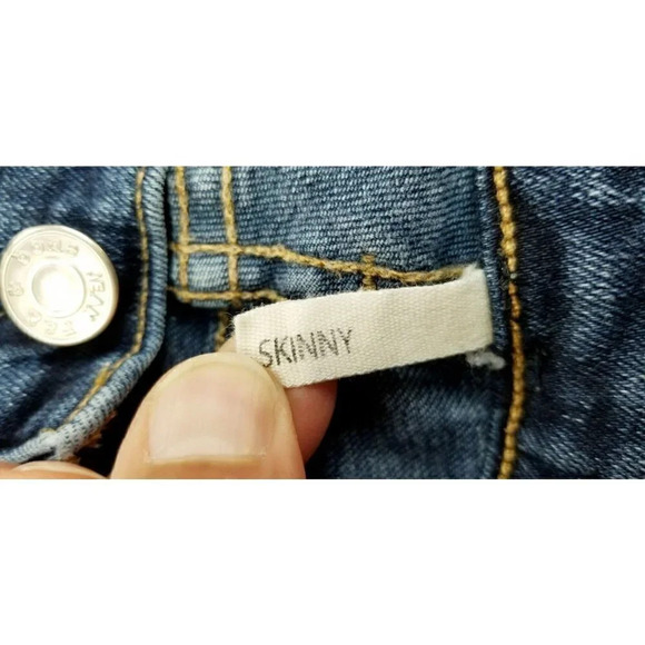 Rag & Bone 25X29 Women Skinny Embroidered Logo Blue Denim Woodford Jeans Raw Hem - Picture 8 of 14